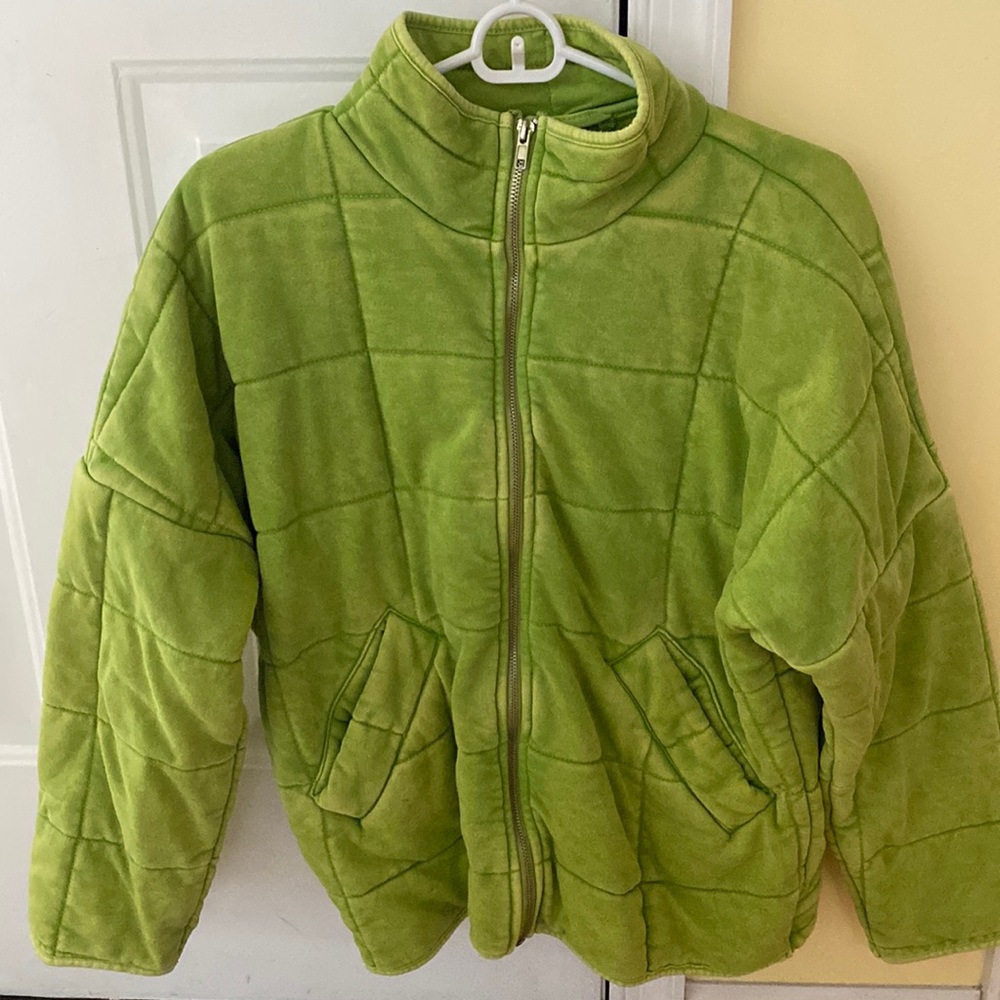Green quilted jacket